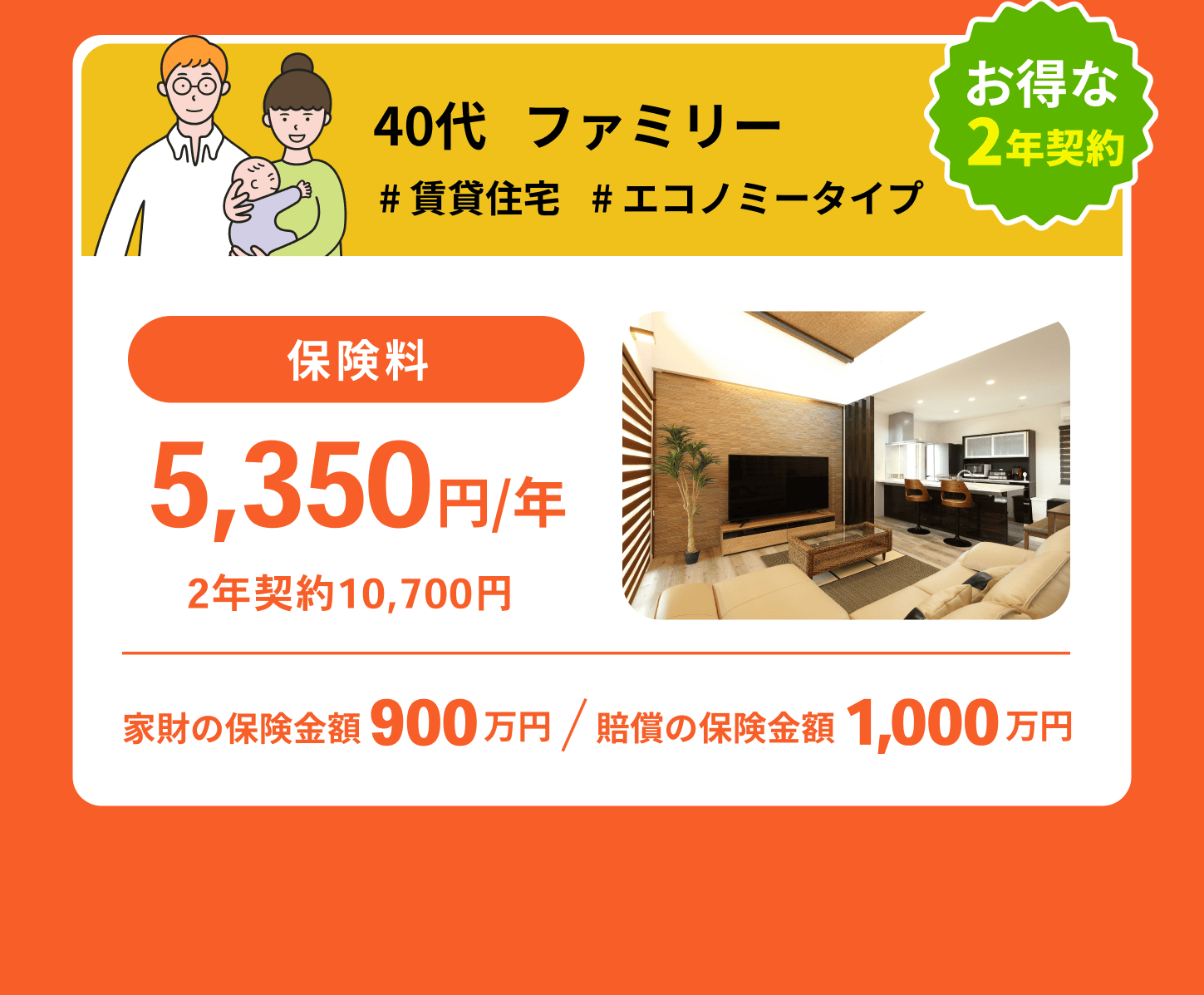 40代ファミリー保険料5,350円/年間